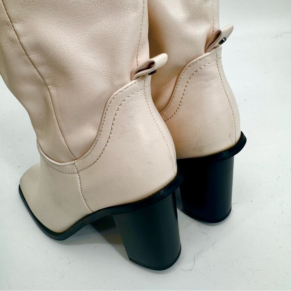 FRENCH CONNECTION Hailee Vegan Leather Riding Boot in Light Blush Cream Pink - Picture 5 of 9